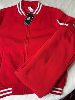 Kids Red Matching Track Jacket and Pants Set